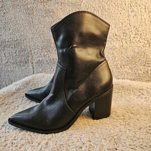 BP. Women's Surina Pointed Toe Side Zip Western Ankle Boots Size‎ 9M Black